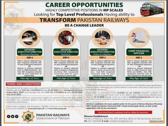 Latest 2020 Pakistan Railway Jobs